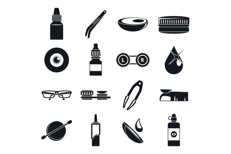 eye-contact-lens-icon-set-simple-style