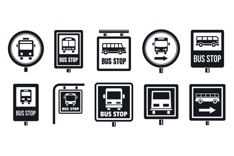 bus-stop-sign-icon-set-simple-style
