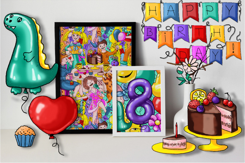 children-039-s-birthday-8-years-bright-colorful-design