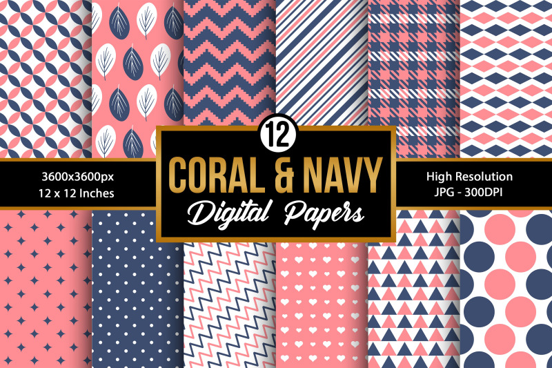 coral-and-navy-seamless-pattern-digital-papers
