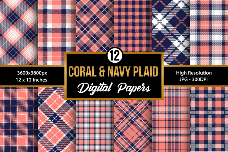 coral-and-navy-plaid-seamless-pattern-digital-papers