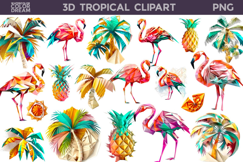 3d-flamingo-sublimation-3d-tropical-clipart