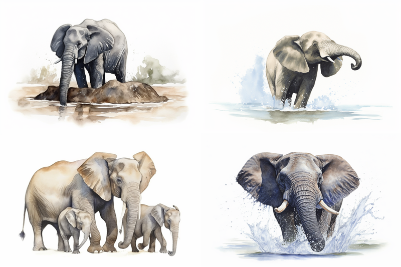 majestic-elephants-watercolor-collection