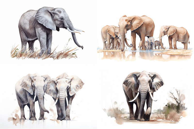 majestic-elephants-watercolor-collection