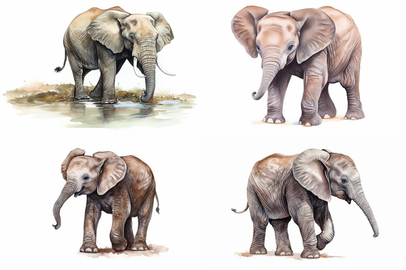 majestic-elephants-watercolor-collection