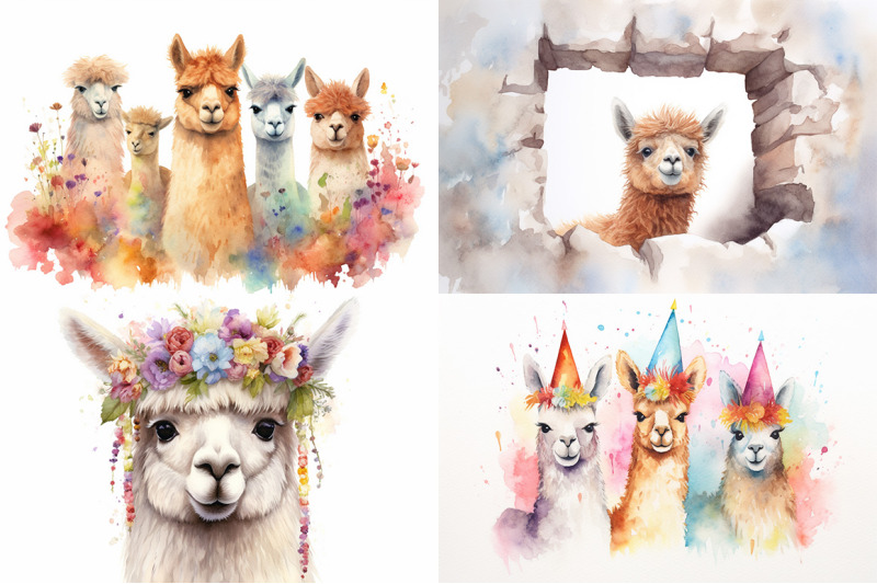 adorable-alpacas-watercolor-collection