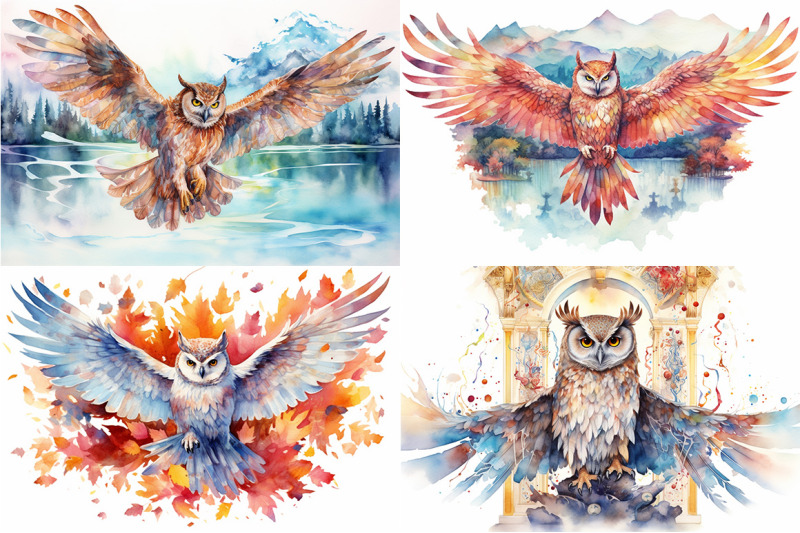 whimsical-owls-watercolor-collection