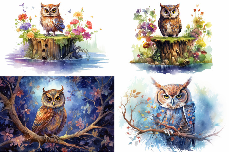 whimsical-owls-watercolor-collection