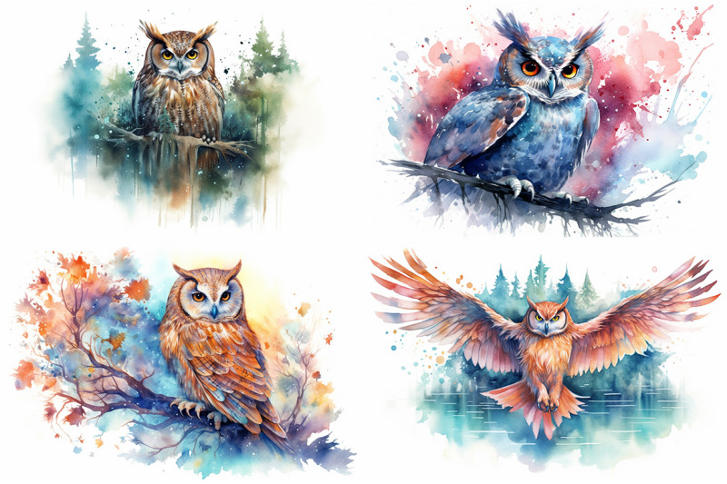 whimsical-owls-watercolor-collection