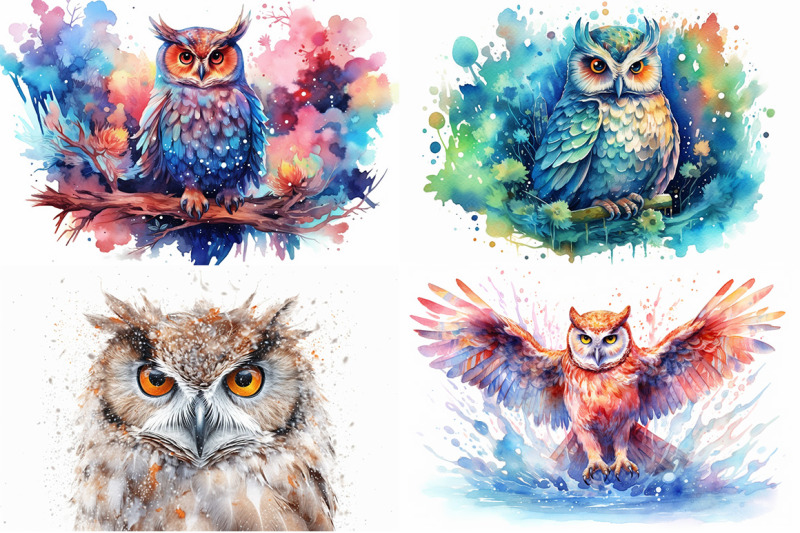 whimsical-owls-watercolor-collection