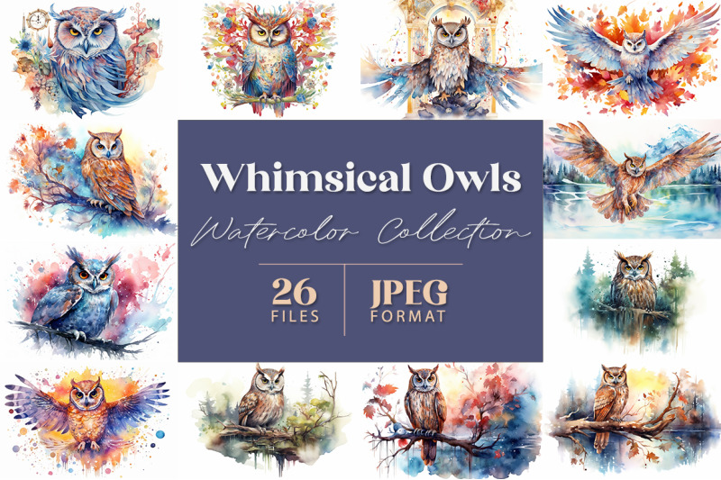 whimsical-owls-watercolor-collection