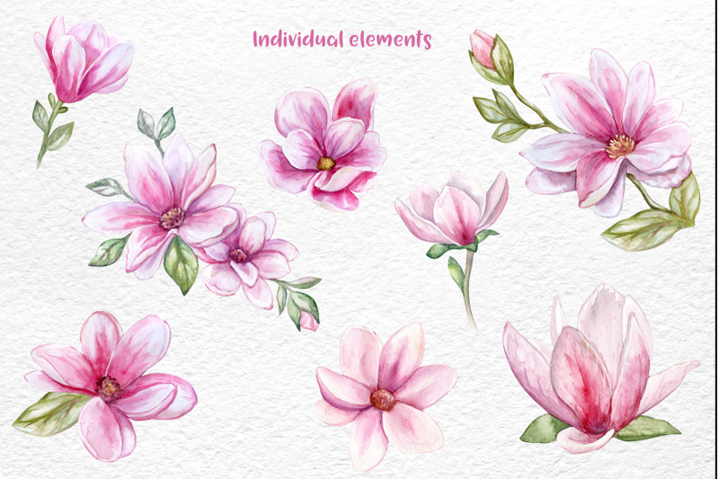 spring-magnolia-watercolor-set