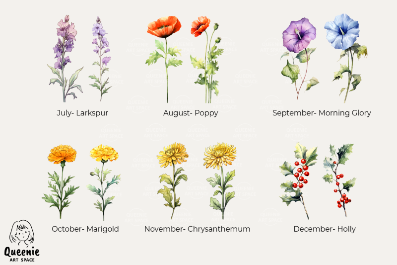 birth-flowers-birthday-month-flower-head-watercolor-png