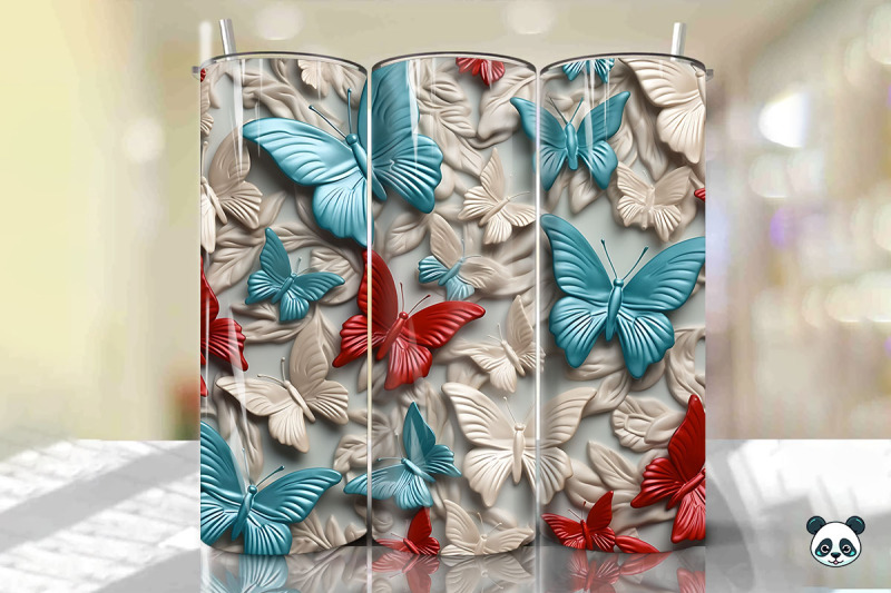 colorful-3d-butterfly-tumbler-wrap-png