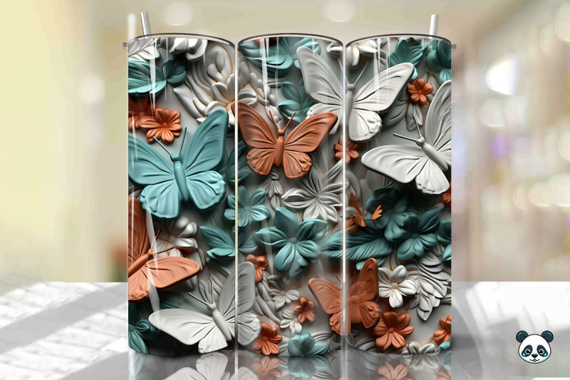 colorful-3d-butterfly-tumbler-wrap-png