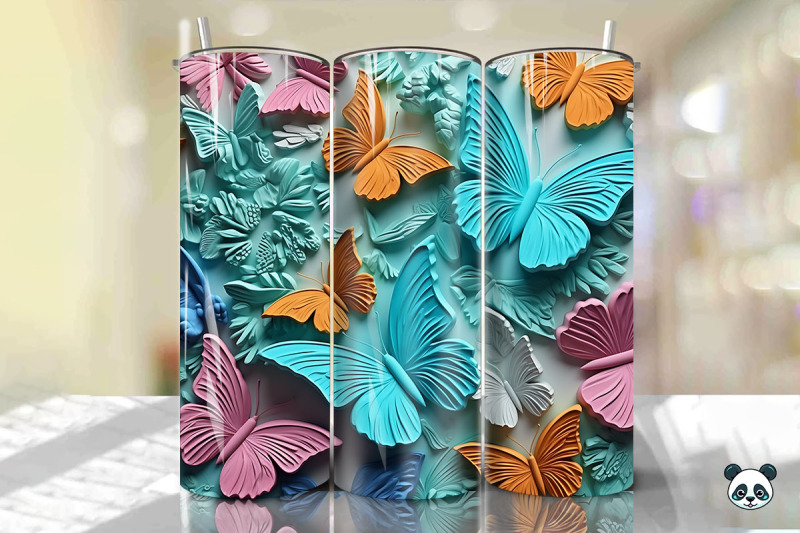 colorful-3d-butterfly-tumbler-wrap-png