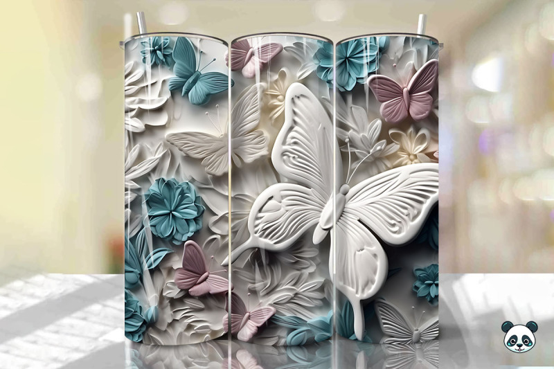 colorful-3d-butterfly-tumbler-wrap-png