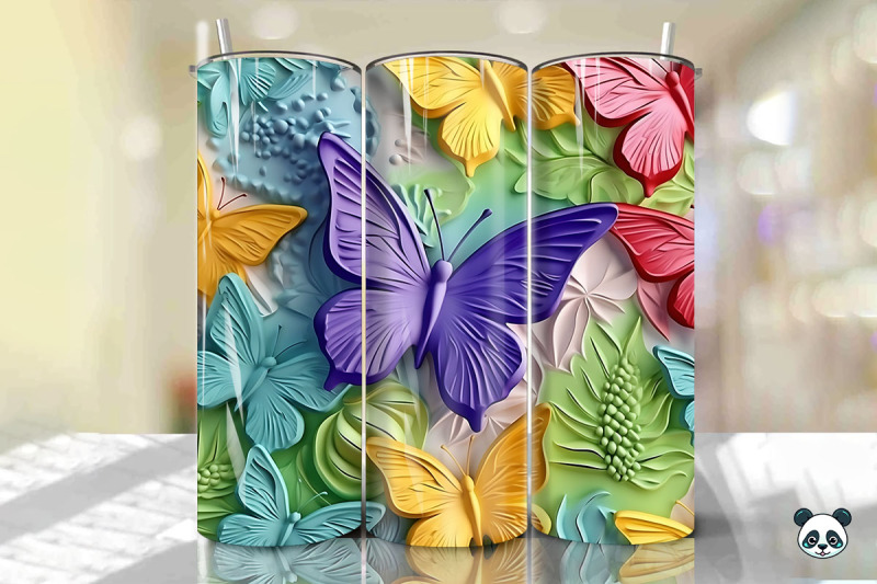 colorful-3d-butterfly-tumbler-wrap-png