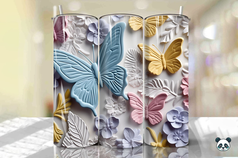 colorful-3d-butterfly-tumbler-wrap-png