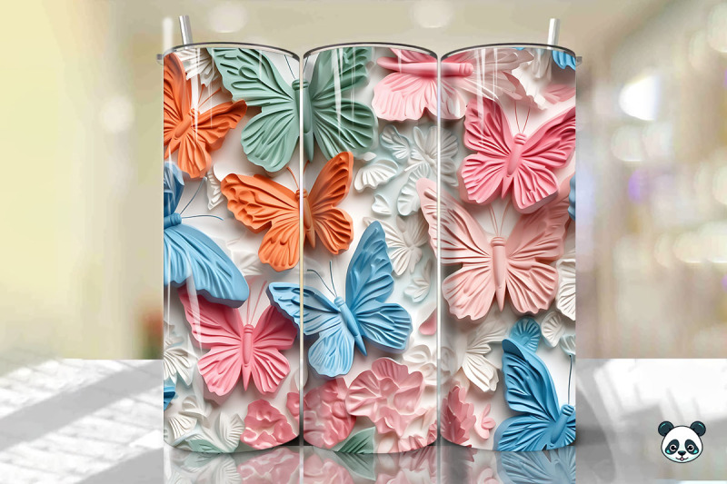 colorful-3d-butterfly-tumbler-wrap-png