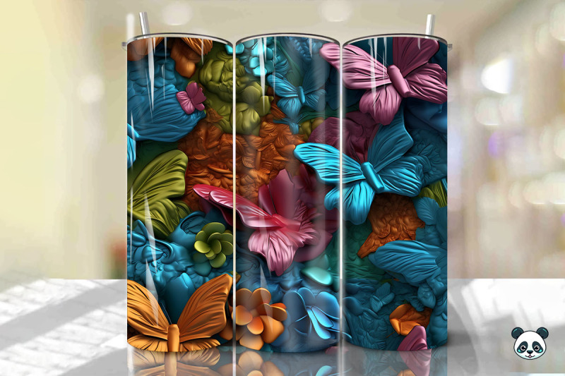 colorful-3d-butterfly-tumbler-wrap-png