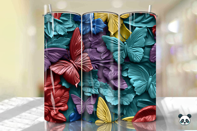 colorful-3d-butterfly-tumbler-wrap-png