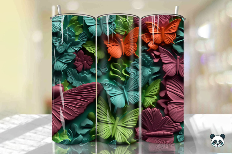 colorful-3d-butterfly-tumbler-wrap-png