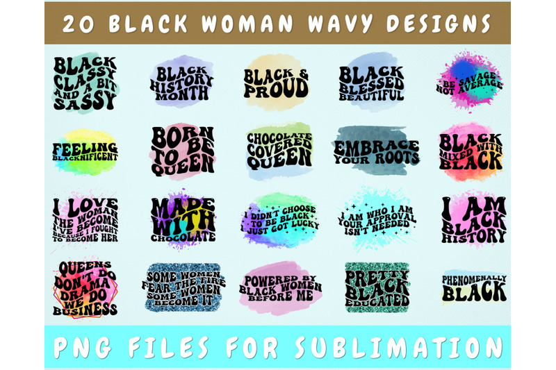 black-woman-wavy-text-sublimation-designs-bundle-20-designs