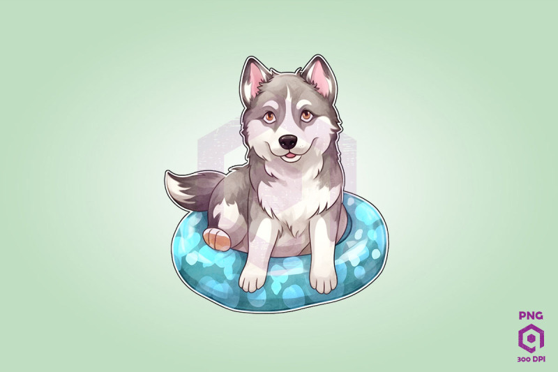 siberian-husky-wearing-swim-float