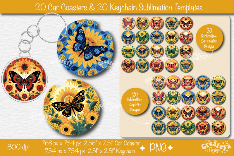 car-coaster-sublimation-bundle-round-keychain-sublimation-png-templat