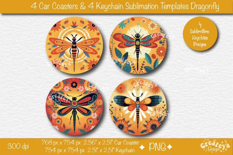 car-coaster-sublimation-bundle-round-keychain-sublimation-png-templat