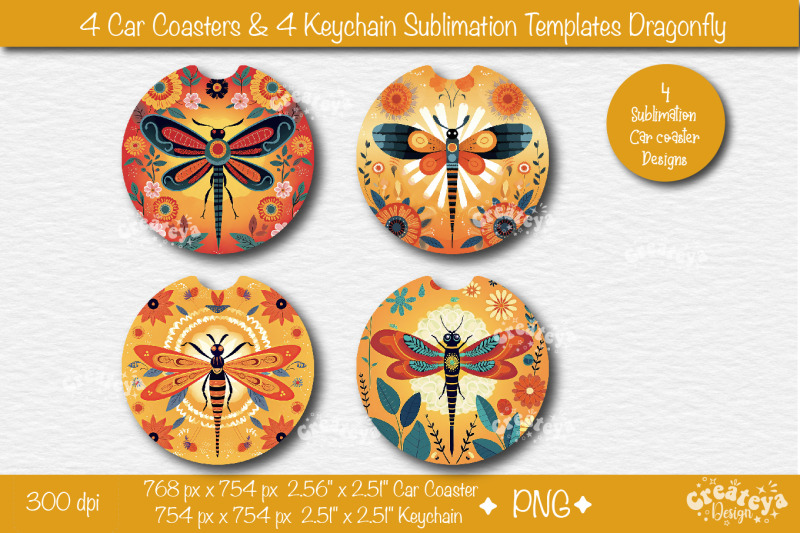 car-coaster-sublimation-bundle-round-keychain-sublimation-png-templat