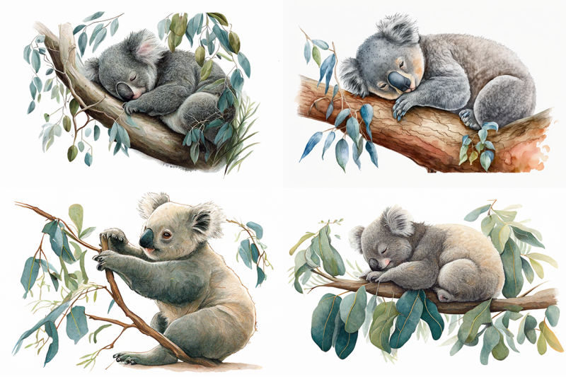 cute-koala-watercolor-collection