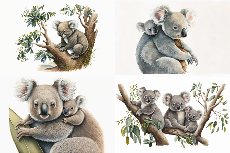 cute-koala-watercolor-collection