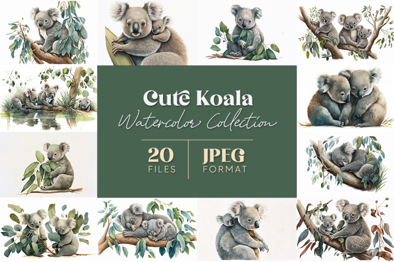 cute-koala-watercolor-collection