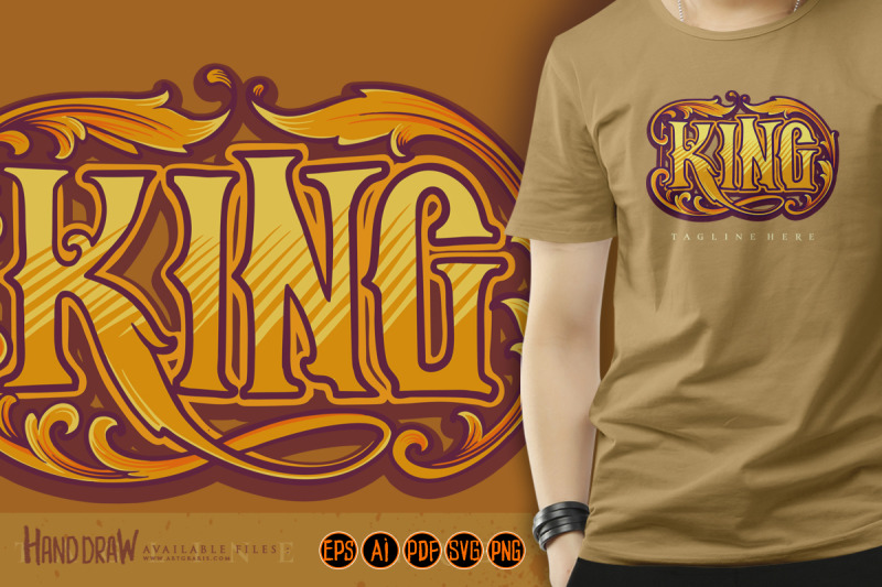 king-lettering-word-with-vintage-engraving-letter-ornament-illustratio