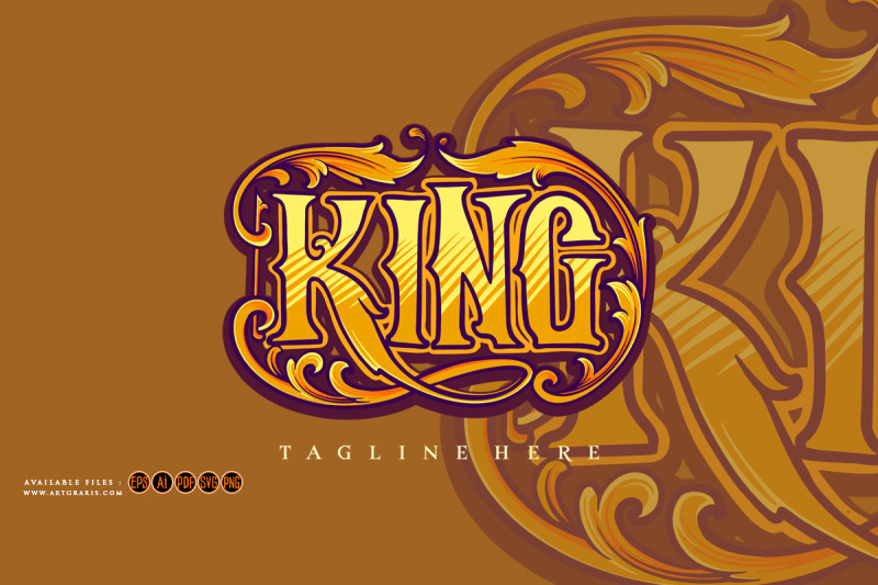 king-lettering-word-with-vintage-engraving-letter-ornament-illustratio