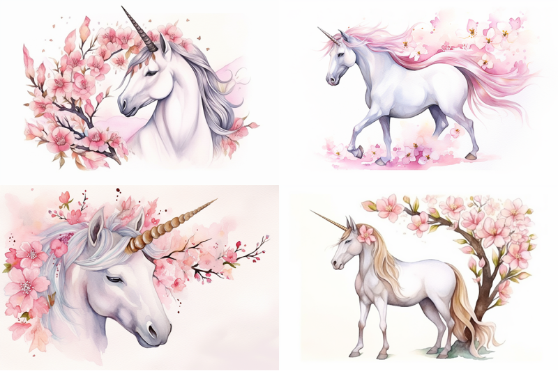 pastel-unicorns-watercolor-collection