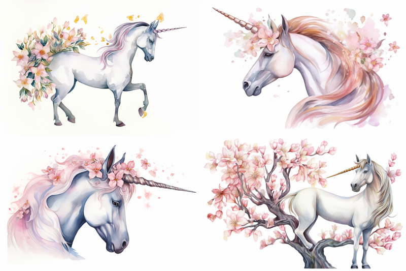 pastel-unicorns-watercolor-collection