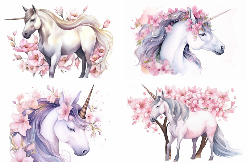 pastel-unicorns-watercolor-collection