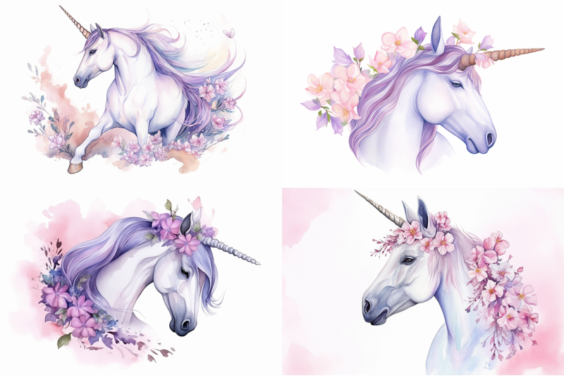 pastel-unicorns-watercolor-collection