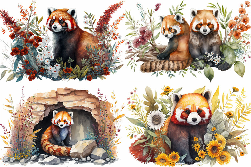 captivating-red-panda-watercolor-collection