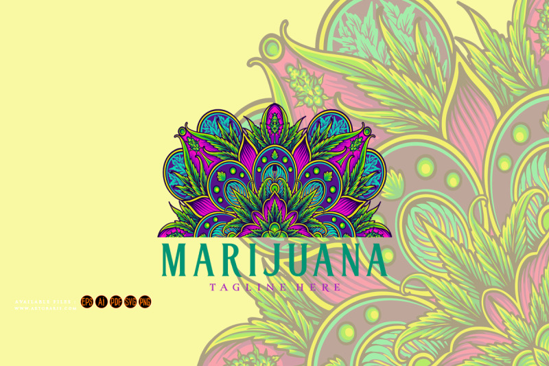 half-mandala-marijuana-leaves-ornament-decorative-illustrations