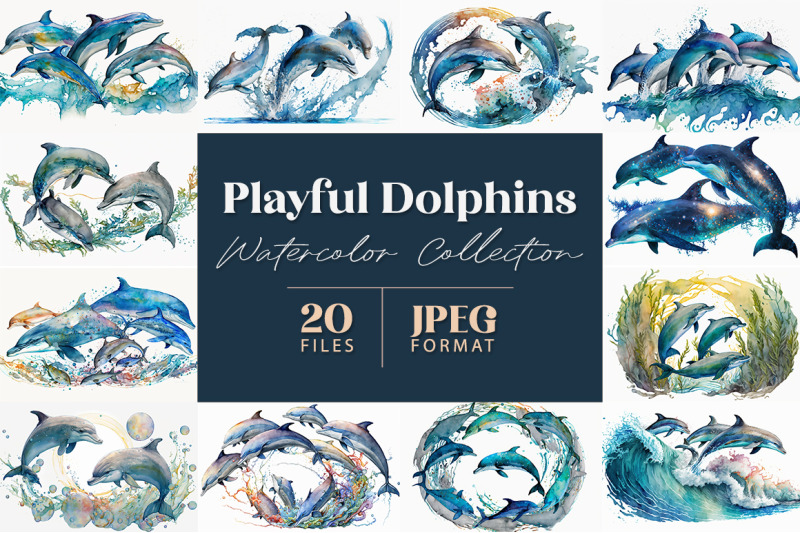 playful-dolphins-watercolor-collection