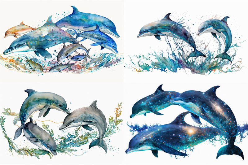 playful-dolphins-watercolor-collection