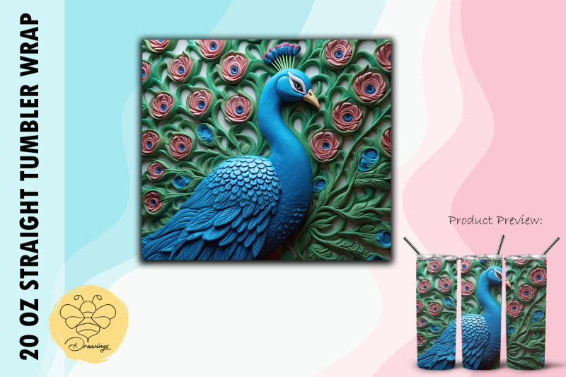 3d-beautiful-peacock-tumbler-wrap