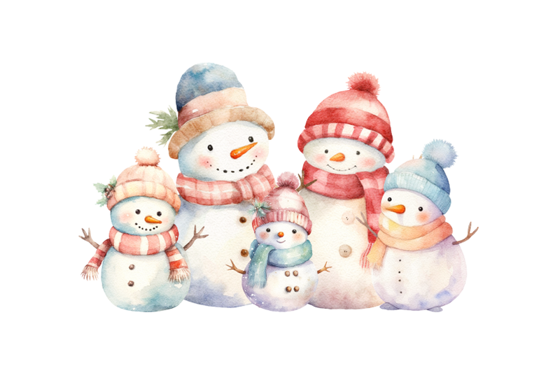 snowmen-watercolor-clipart-png