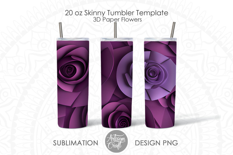 3d-flowers-tumbler-wrap-20oz-skinny-tumbler-sublimation-design-png
