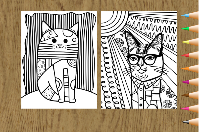patchwork-portrait-cats-printable-coloring-pages
