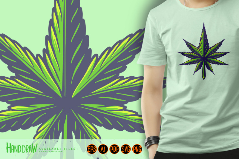 geometric-hemp-leaf-shape-ornament-logo-illustrations